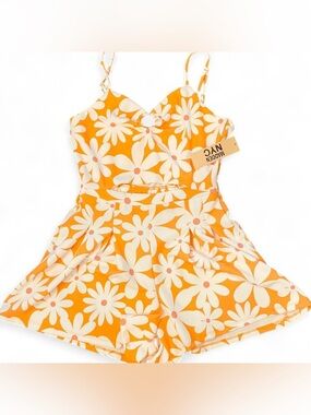 NWT Madden Daisy Print Orange Cutout Romper